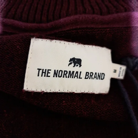 NWT THE NORMAL BRAND Men's Medium Burgundy Wine 4 Button Sweater Cabin Core - Picture 9 of 12